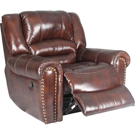 Glider Recliner with Rolled Arms and Nailhead Trim